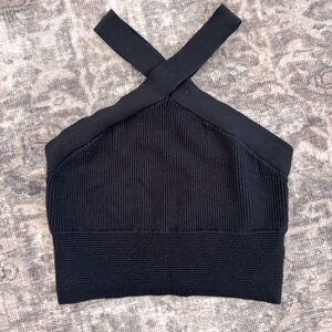 Abercrombie & Fitch Ottoman Criss Cross Cropped Ribbed Halter Top size M